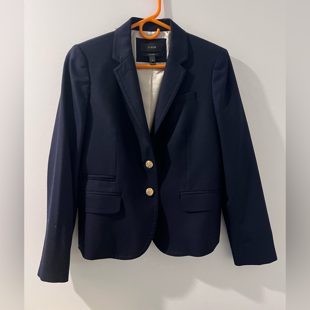 J. Crew Women's Dark Blue Blazer with Gold Buttons